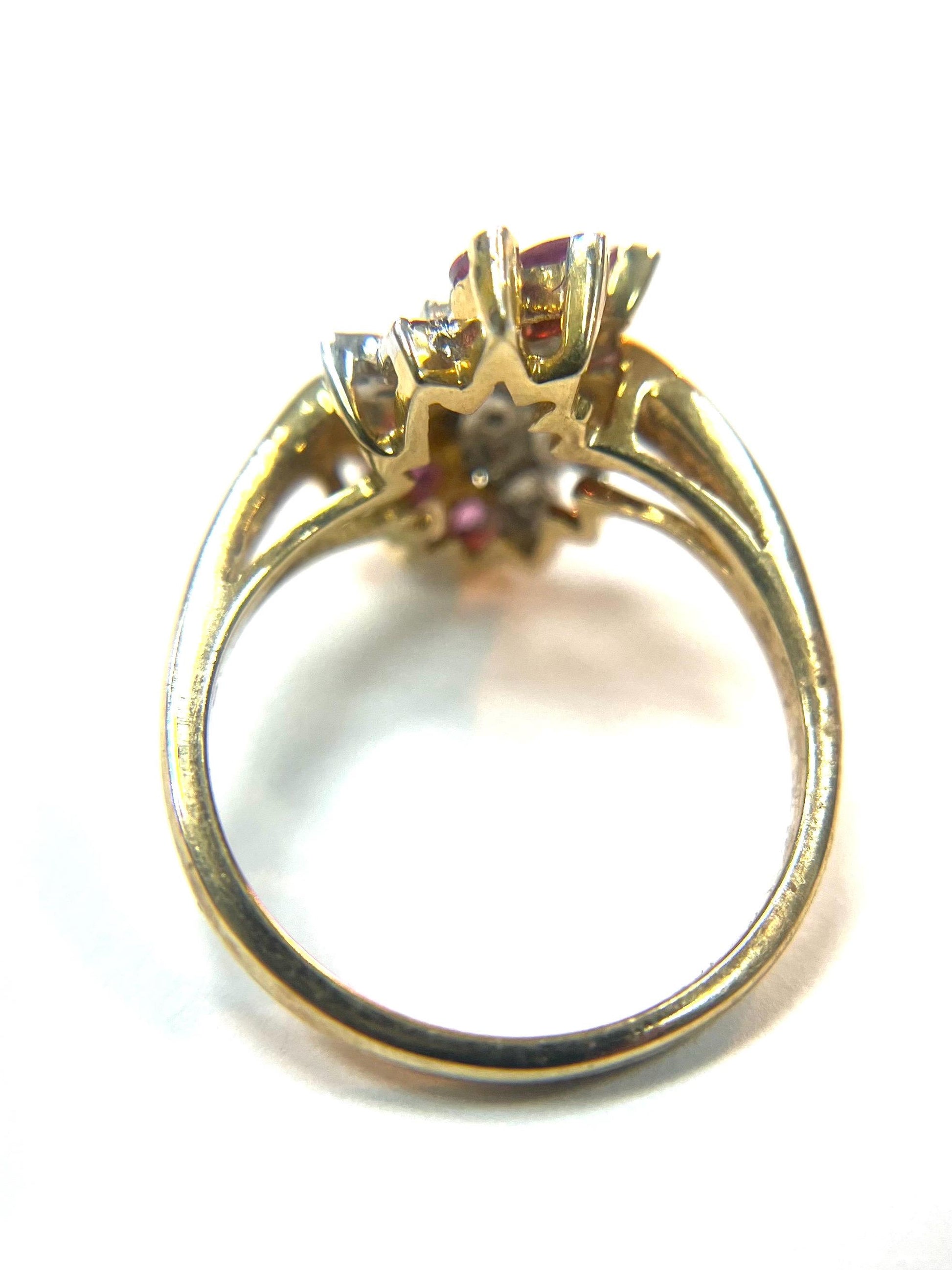 Estate Diamond and Ruby 14k Yellow Gold Ring Size 6 Band Vintage Solid Gold