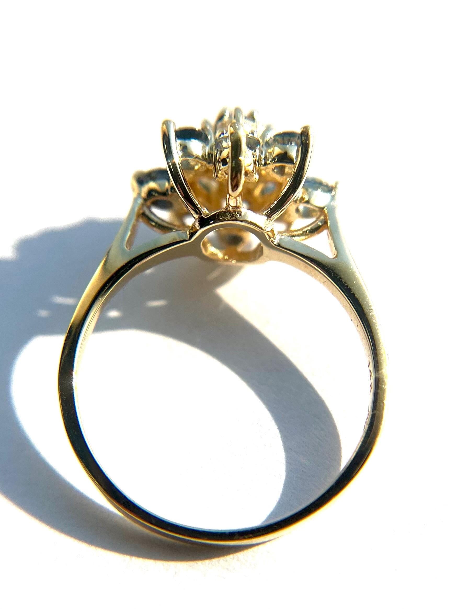 14k Yellow Gold Sapphire and Diamond Ring Size 7.5 Band