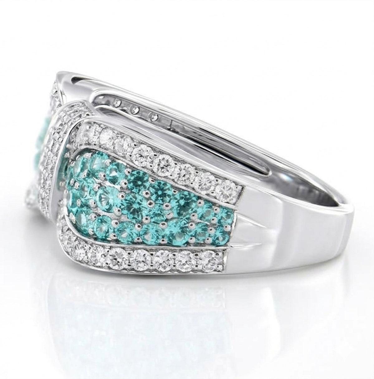 Lab-Grown Paraiba Bow-Tie Ring with Natural Diamonds