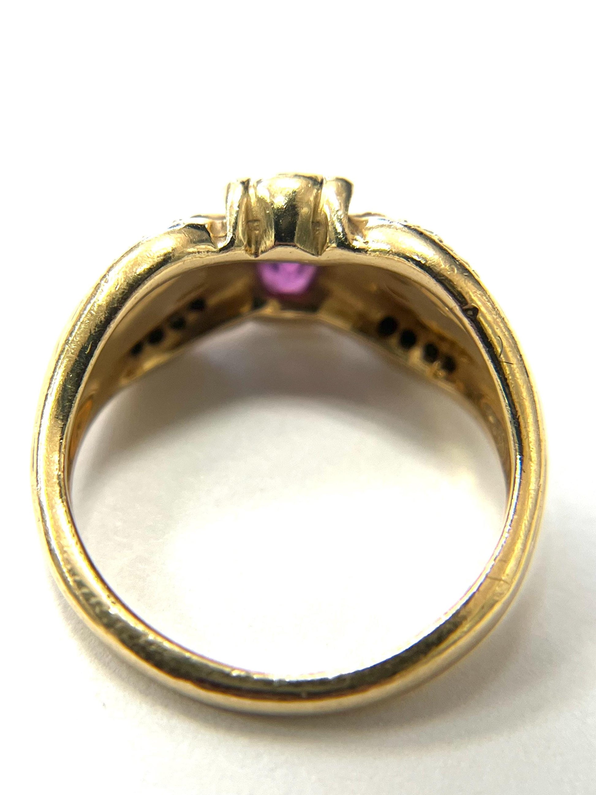 KABANA 14k Yellow Gold Ring with Amethyst Diamond and Pearl Size 5 Band