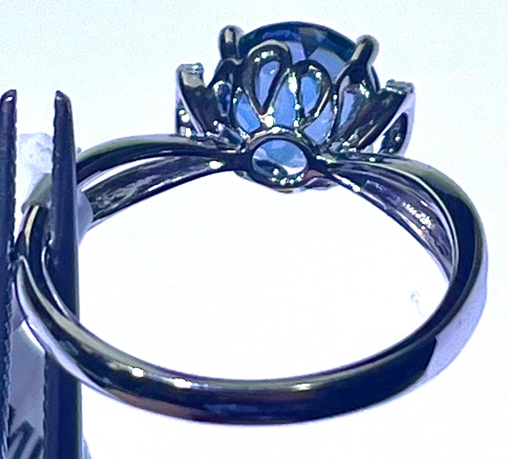 EFFY 14k White Gold Diamond and Blue Topaz Ring Size 7