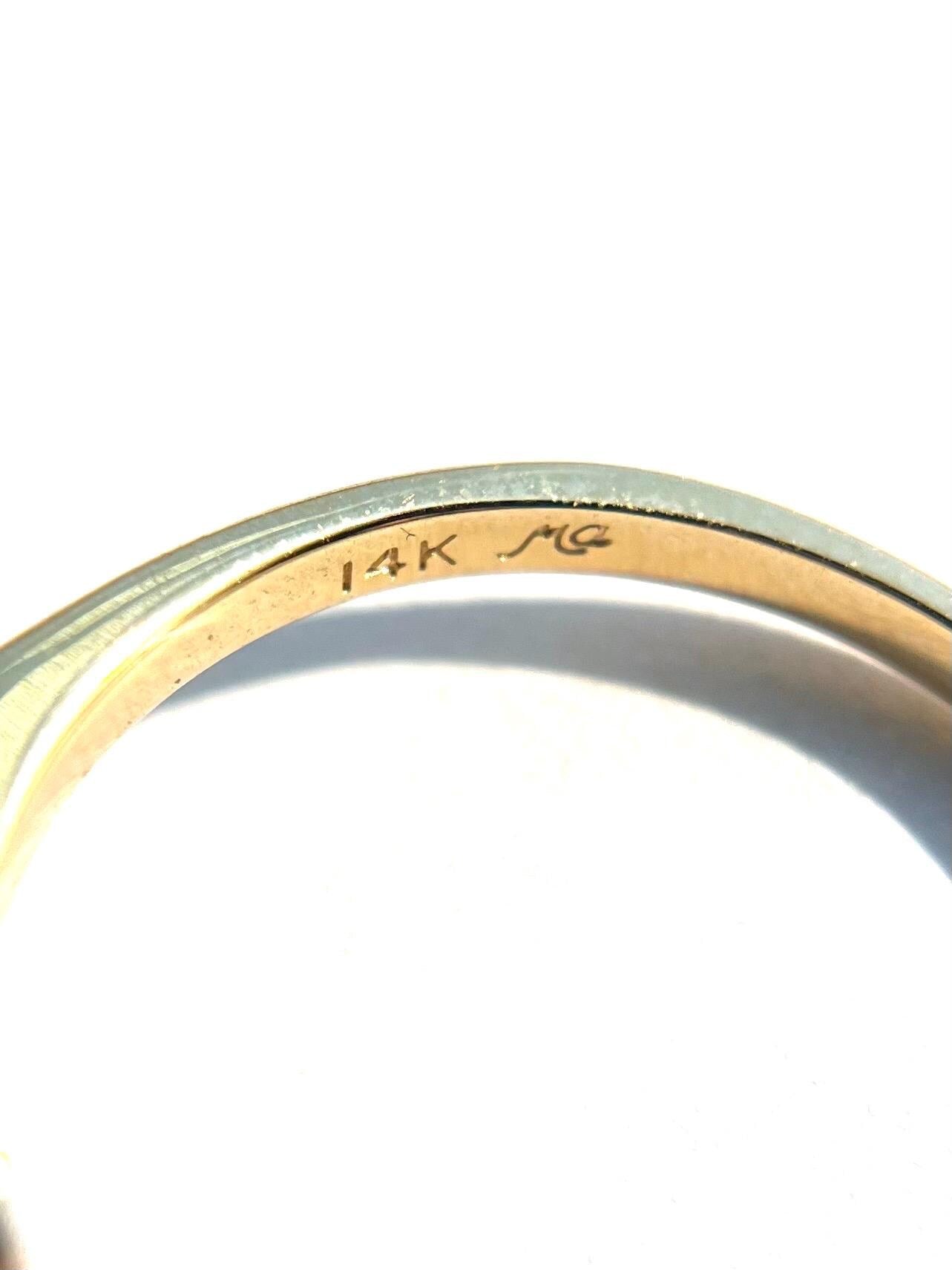 14k Yellow Gold Sapphire and Diamond Ring Size 7.5 Band