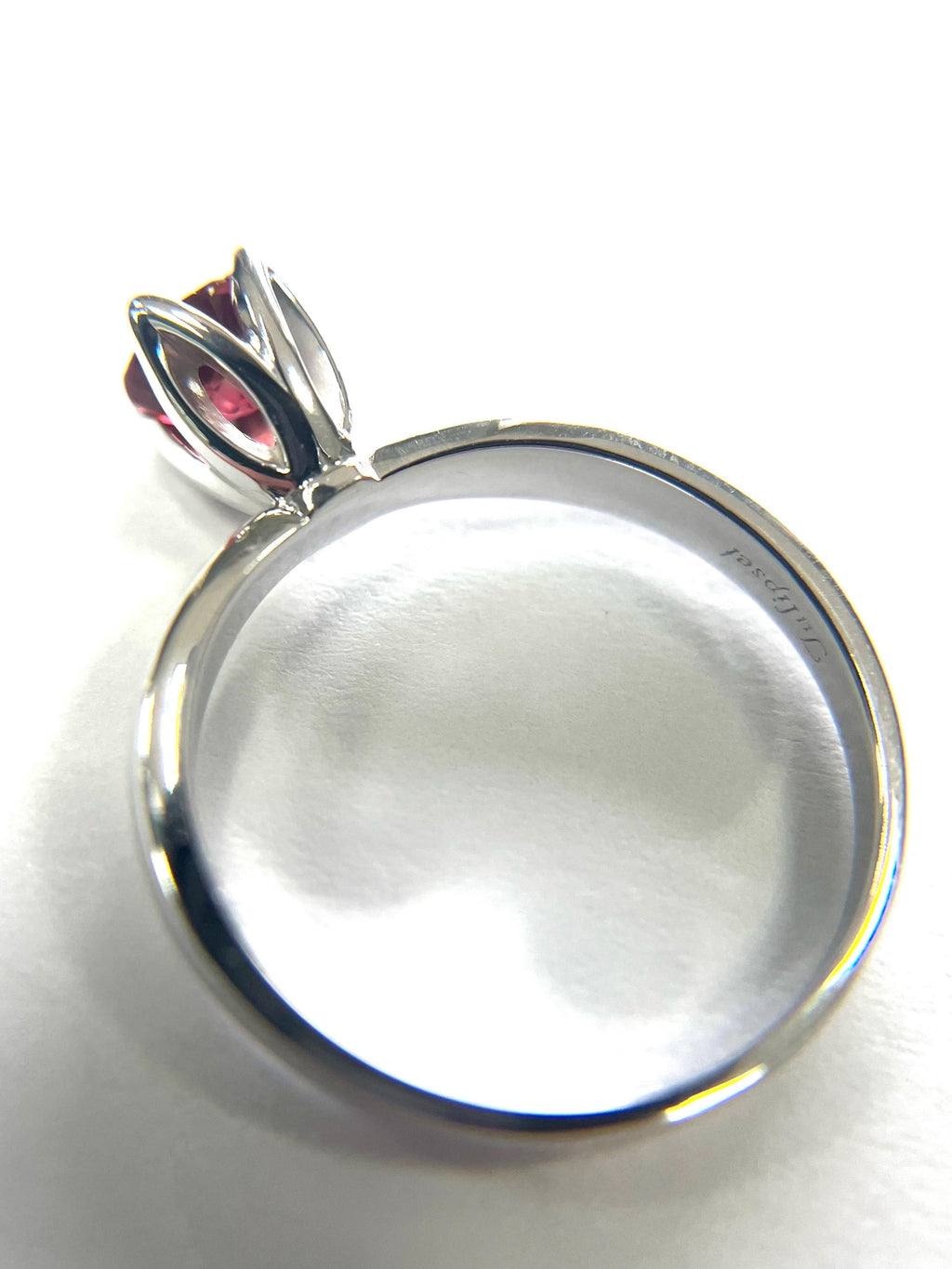 Red Sapphire Tulip Ring 14k White Gold .55ctw Band Size 8