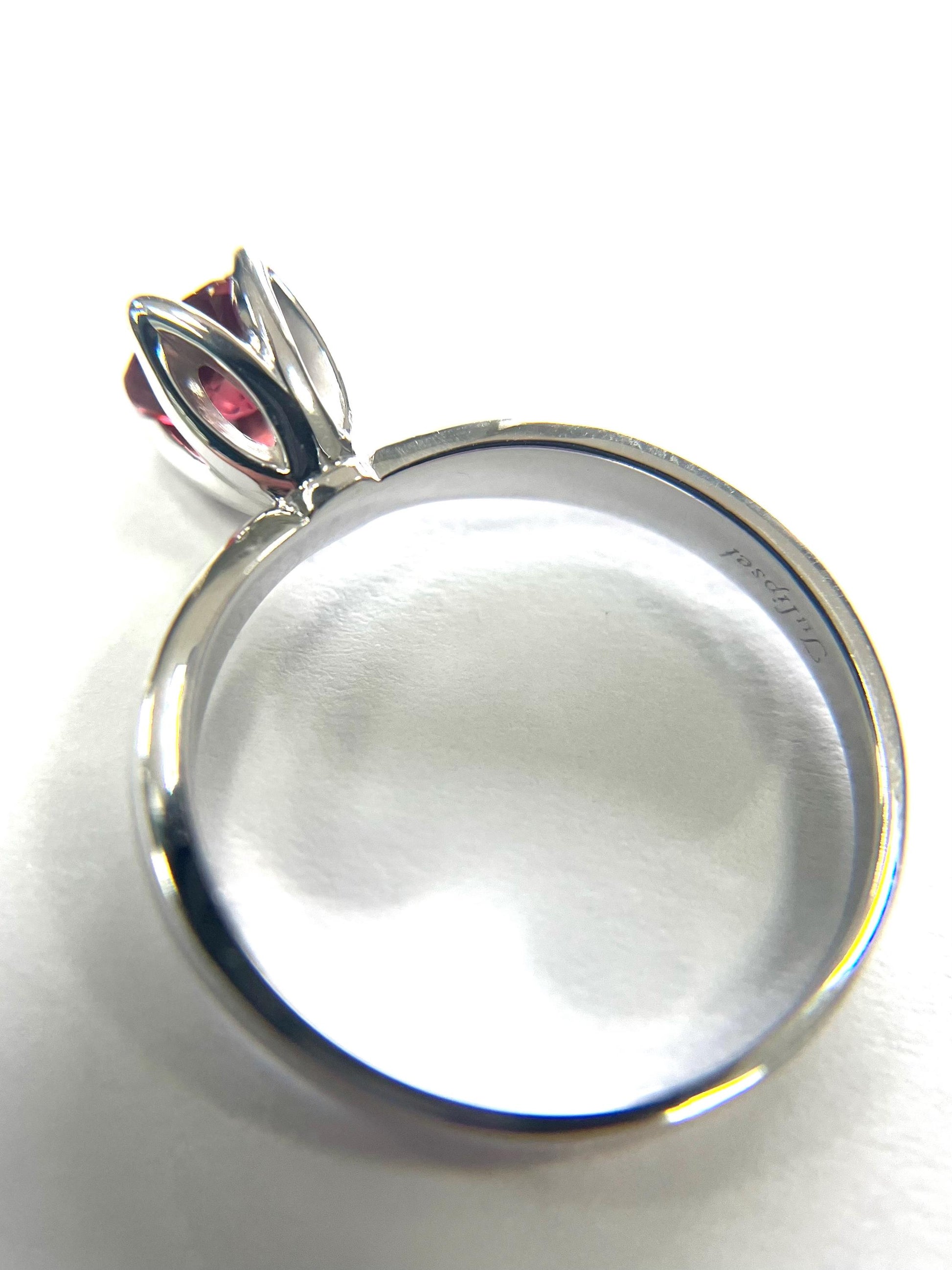 Red Sapphire Tulip Ring 14k White Gold .55ctw Band Size 8