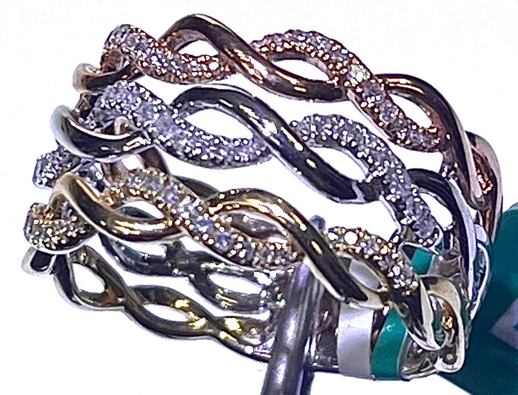 EFFY 14k Yellow, White & Rose Gold Diamond Ring Size 7 NEW With Tags