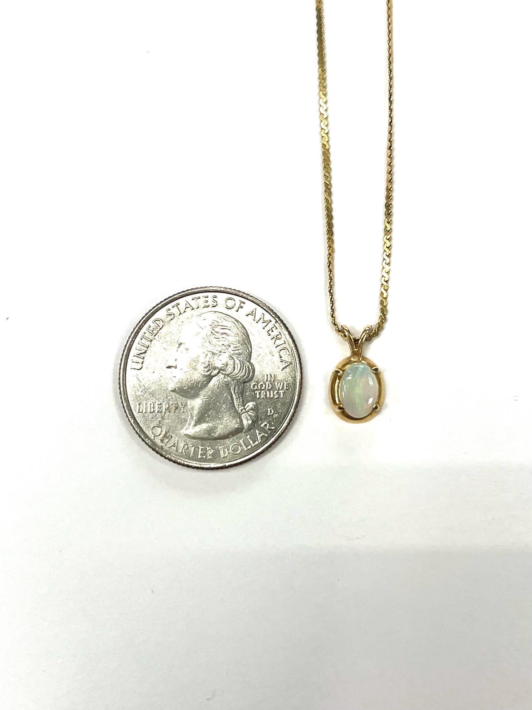 Opal Necklace 14k Yellow Gold 15 Inch Chain