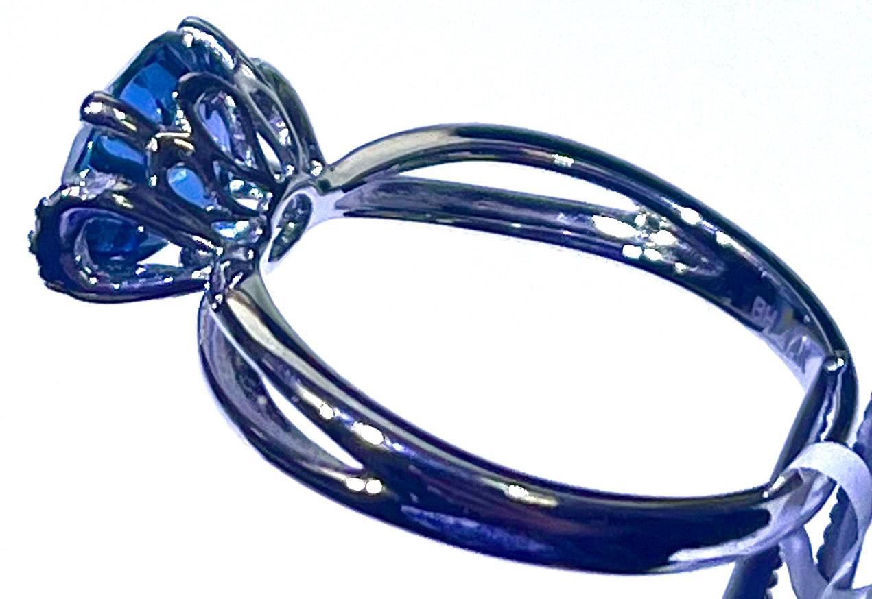 EFFY 14k White Gold Diamond and Blue Topaz Ring Size 7