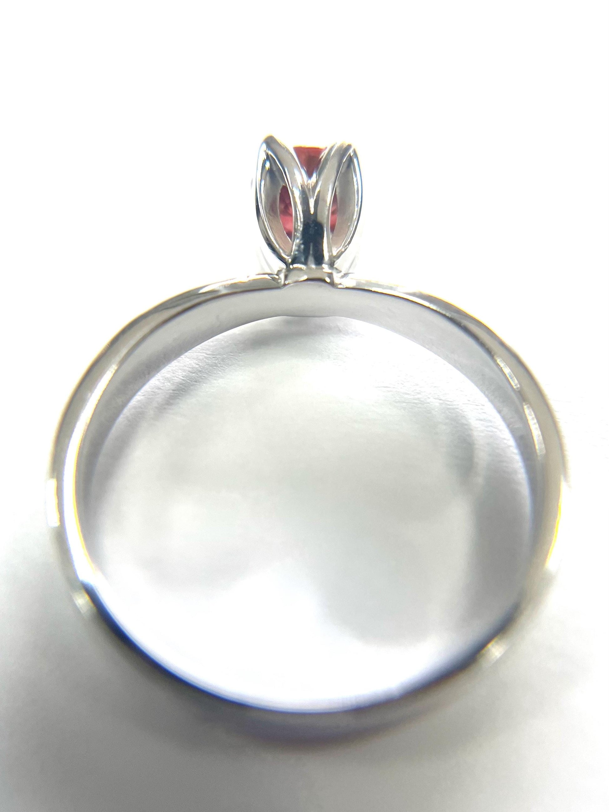 Red Sapphire Tulip Ring 14k White Gold .55ctw Band Size 8