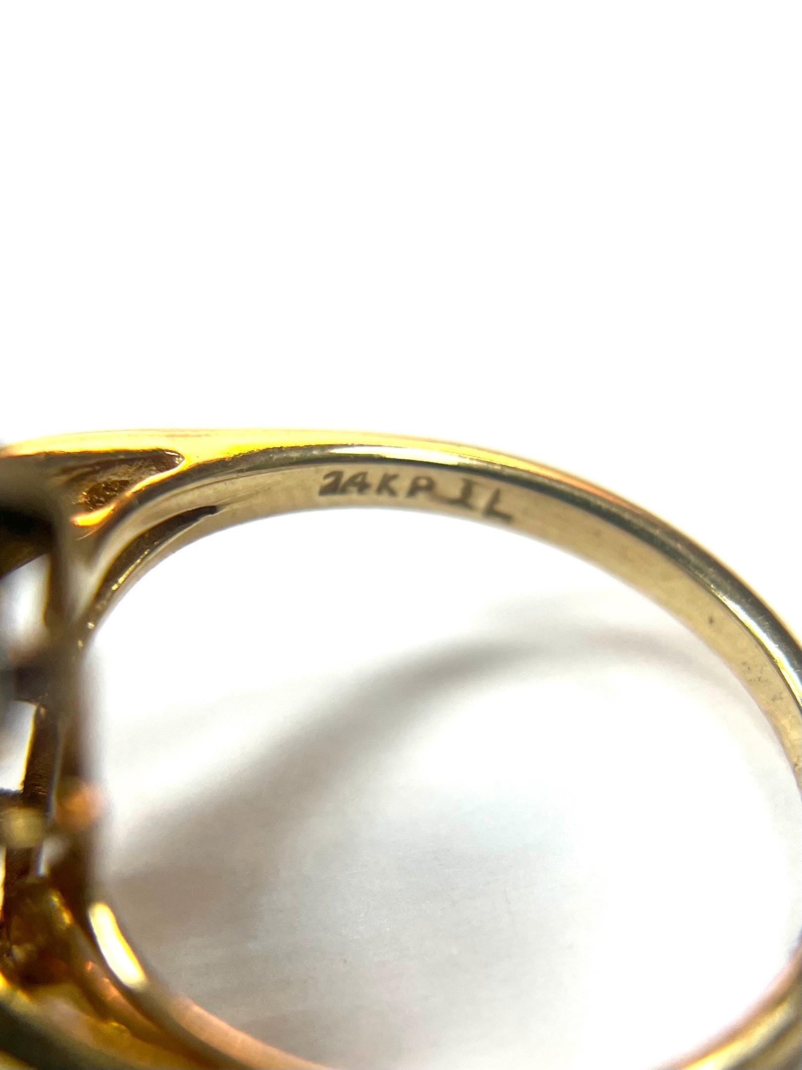 Estate Diamond and Ruby 14k Yellow Gold Ring Size 6 Band Vintage Solid Gold
