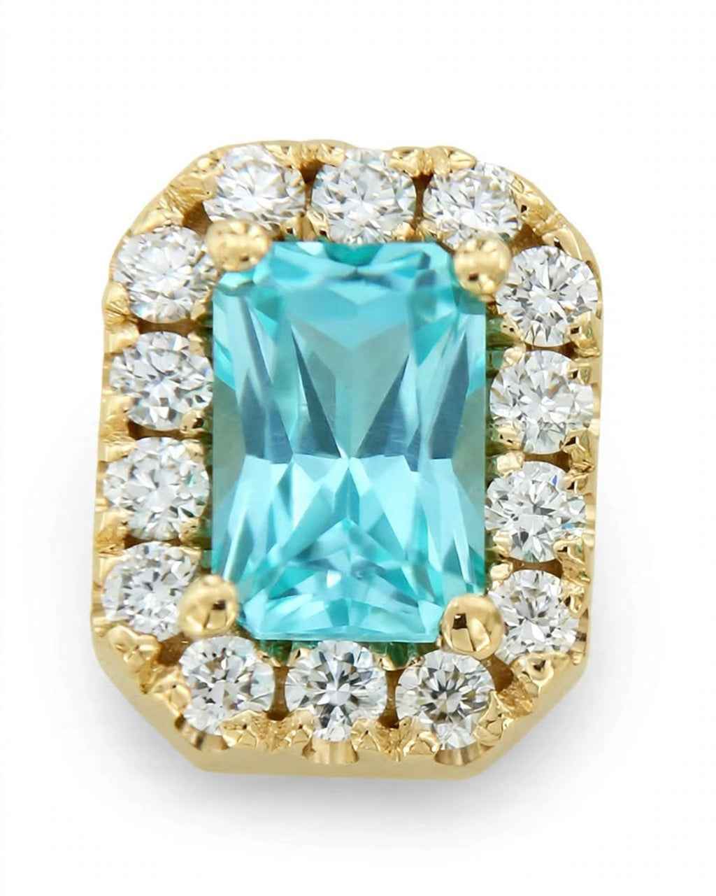 Radiant Lab-Grown Paraiba Earrings with Natural Diamond Halo Studs