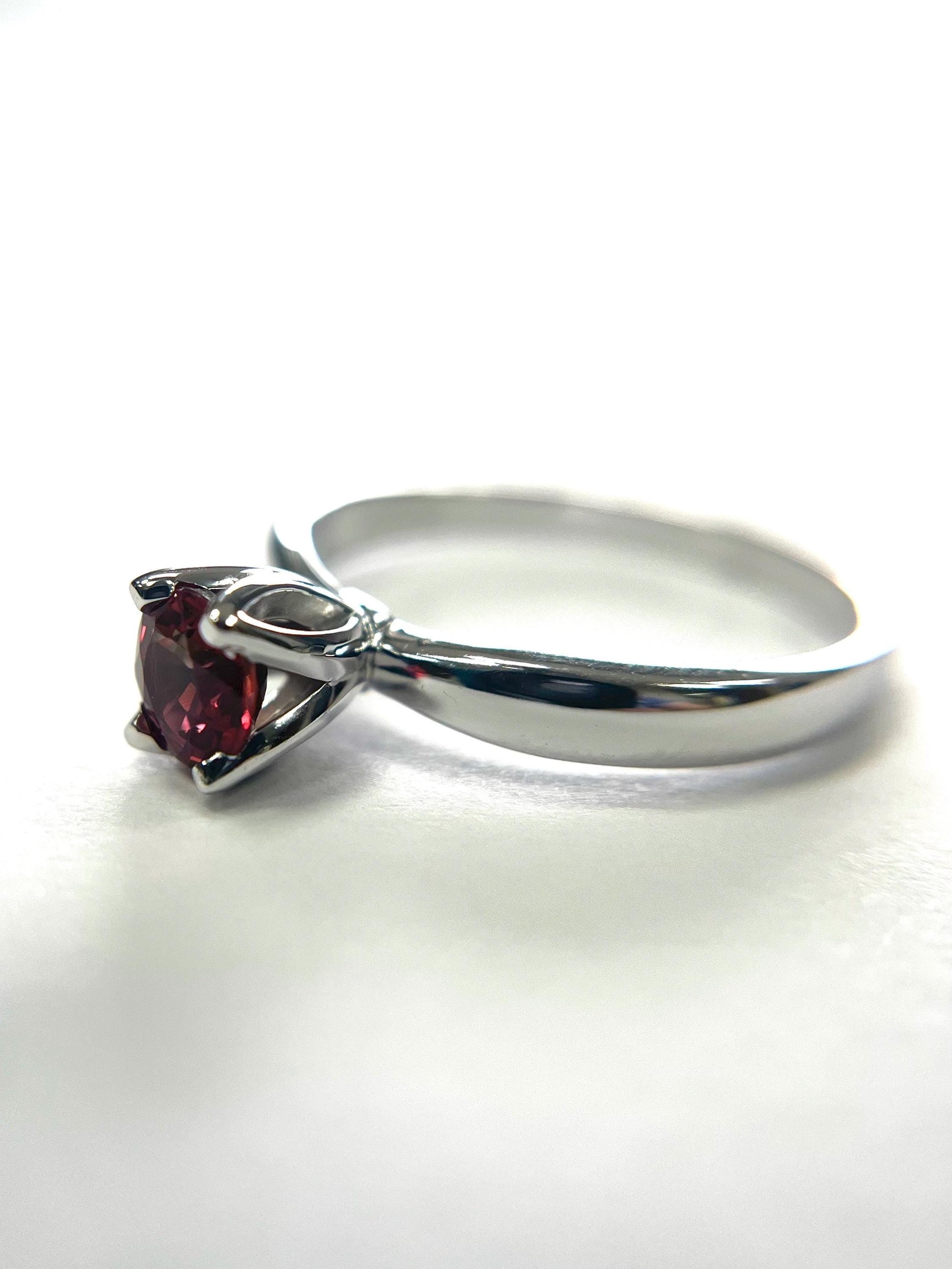 Red Sapphire Tulip Ring 14k White Gold .55ctw Band Size 8
