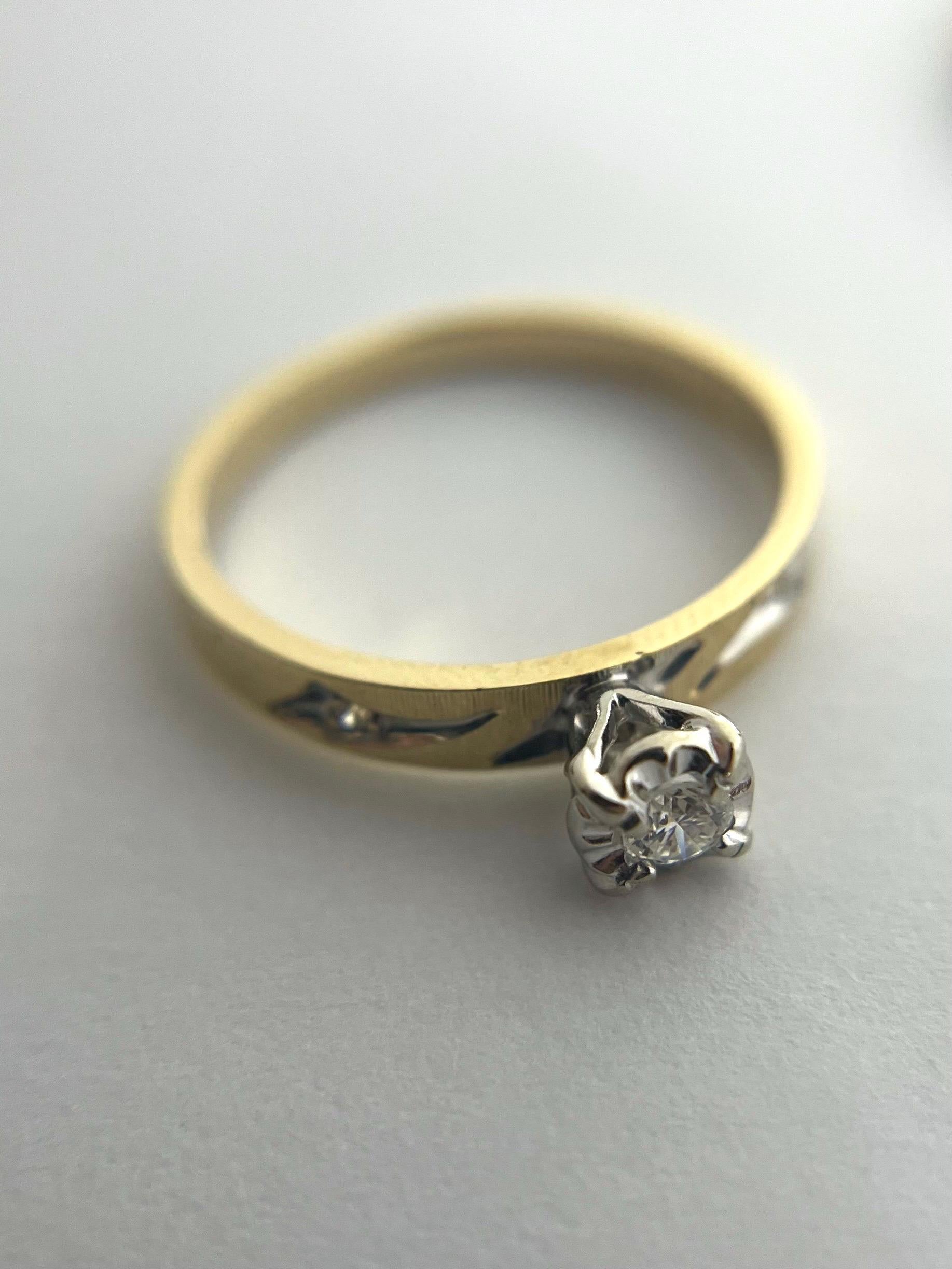 Diamond Wedding Ring Set - 14k Yellow Gold Size 4.5 Band .10ctw Diamonds VINTAGE
