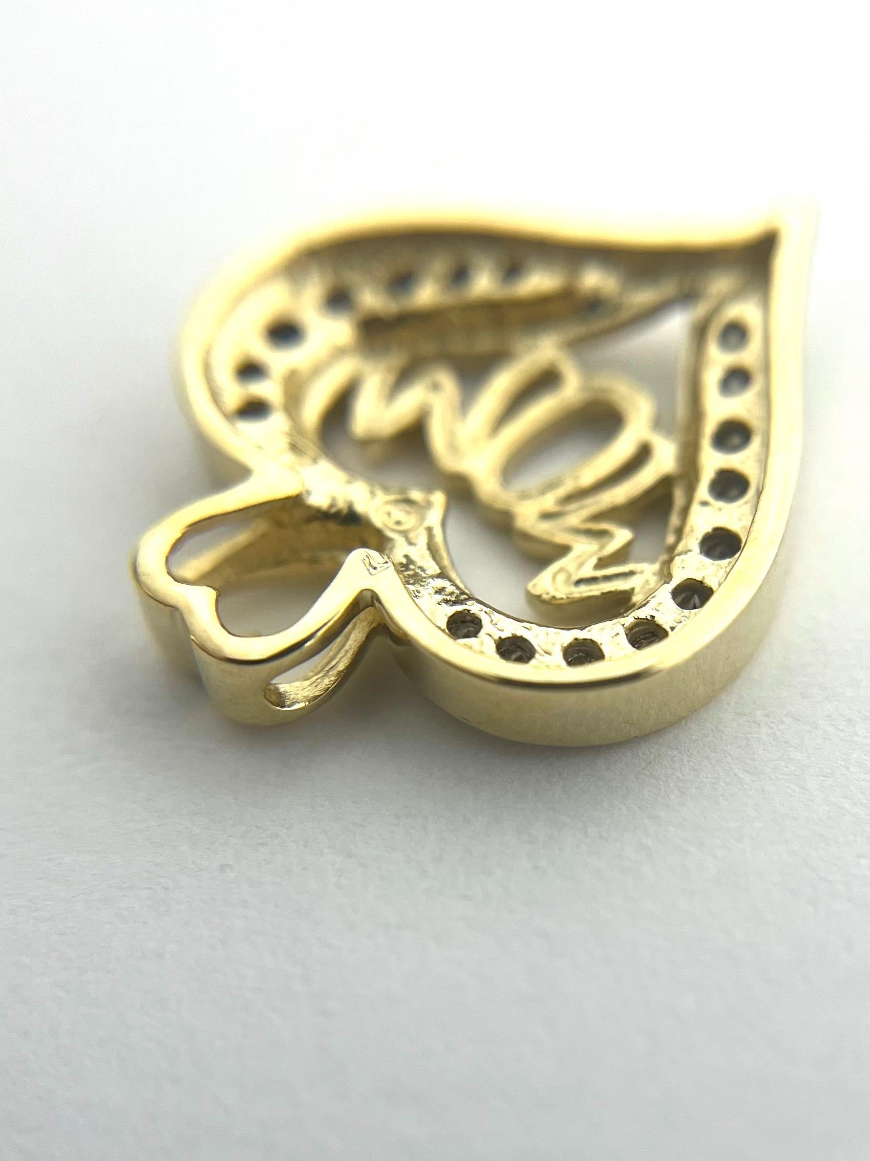 MOM Heart Shaped Pendant - 14k Yellow Gold and .34 Carats Diamonds