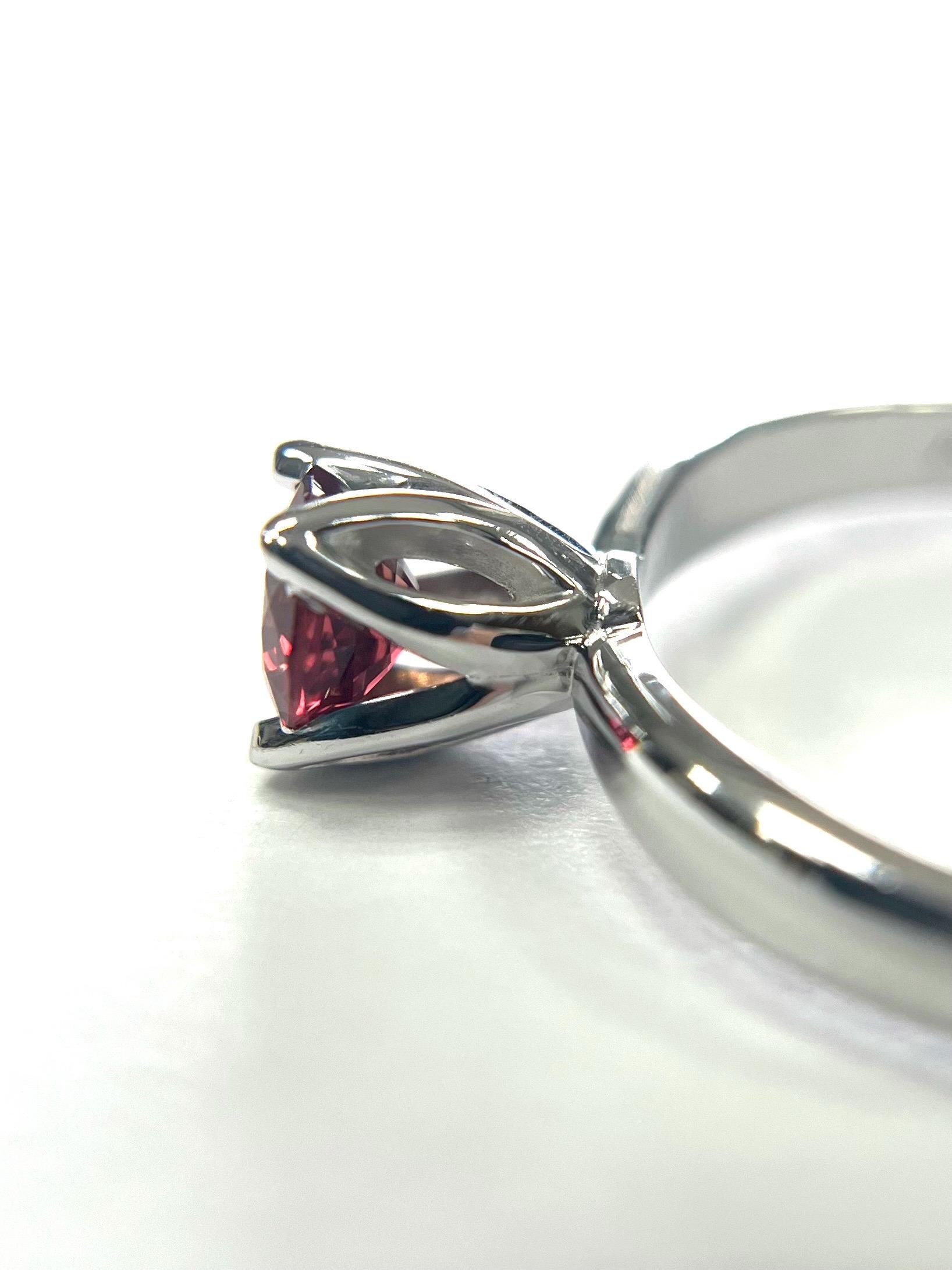 Red Sapphire Tulip Ring 14k White Gold .55ctw Band Size 8