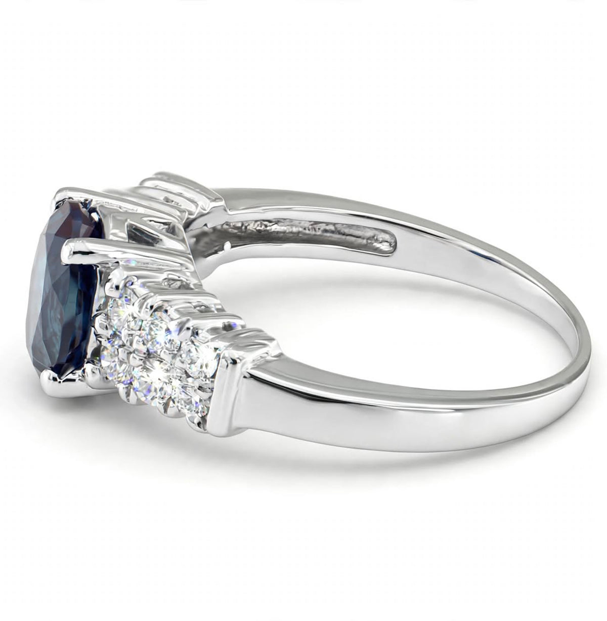 Oval Lab-Grown Alexandrite Ring with Natural Diamonds
