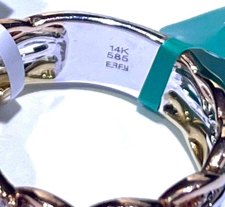 EFFY 14k Yellow, White & Rose Gold Diamond Ring Size 7 NEW With Tags