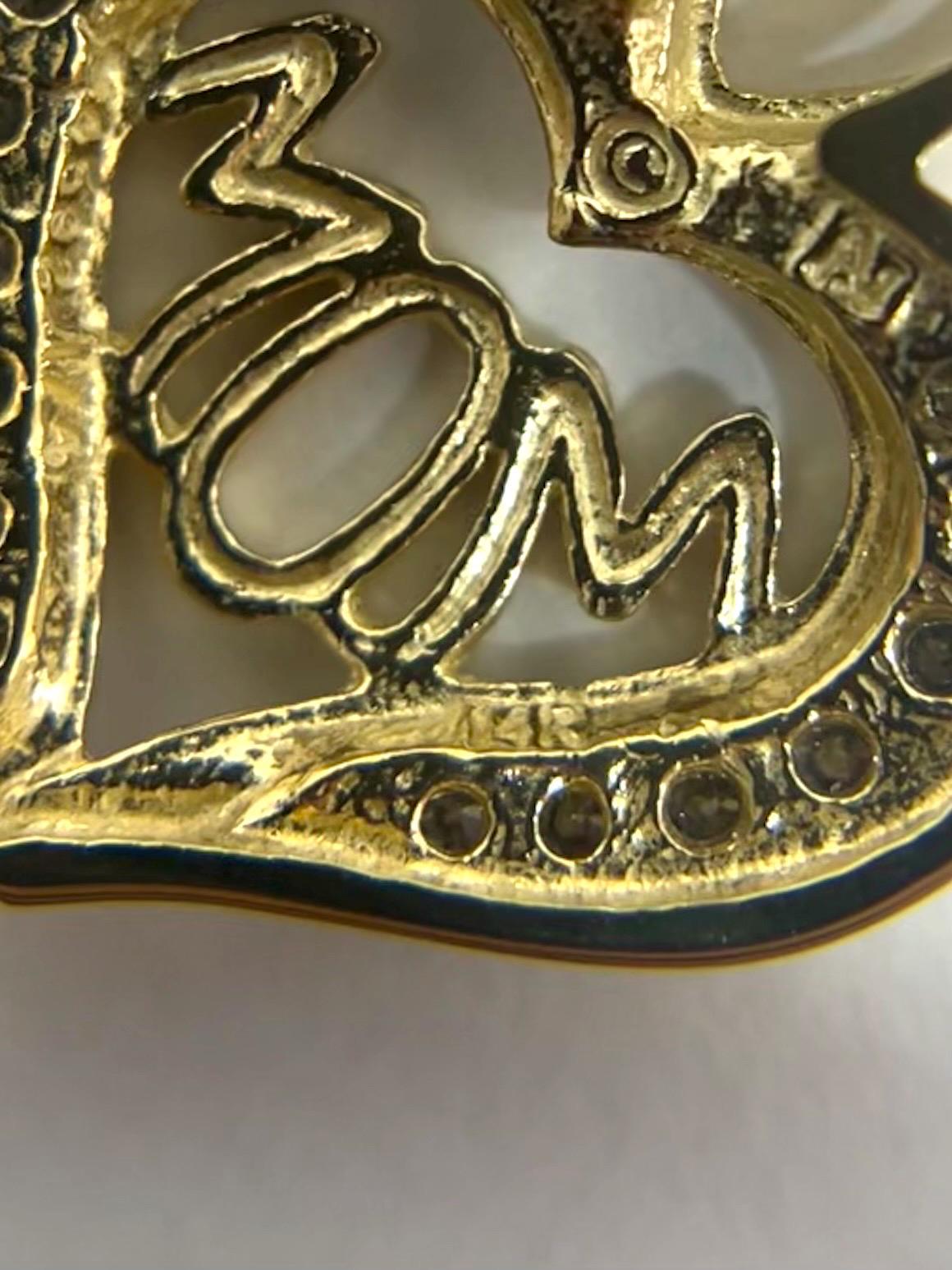MOM Heart Shaped Pendant - 14k Yellow Gold and .34 Carats Diamonds