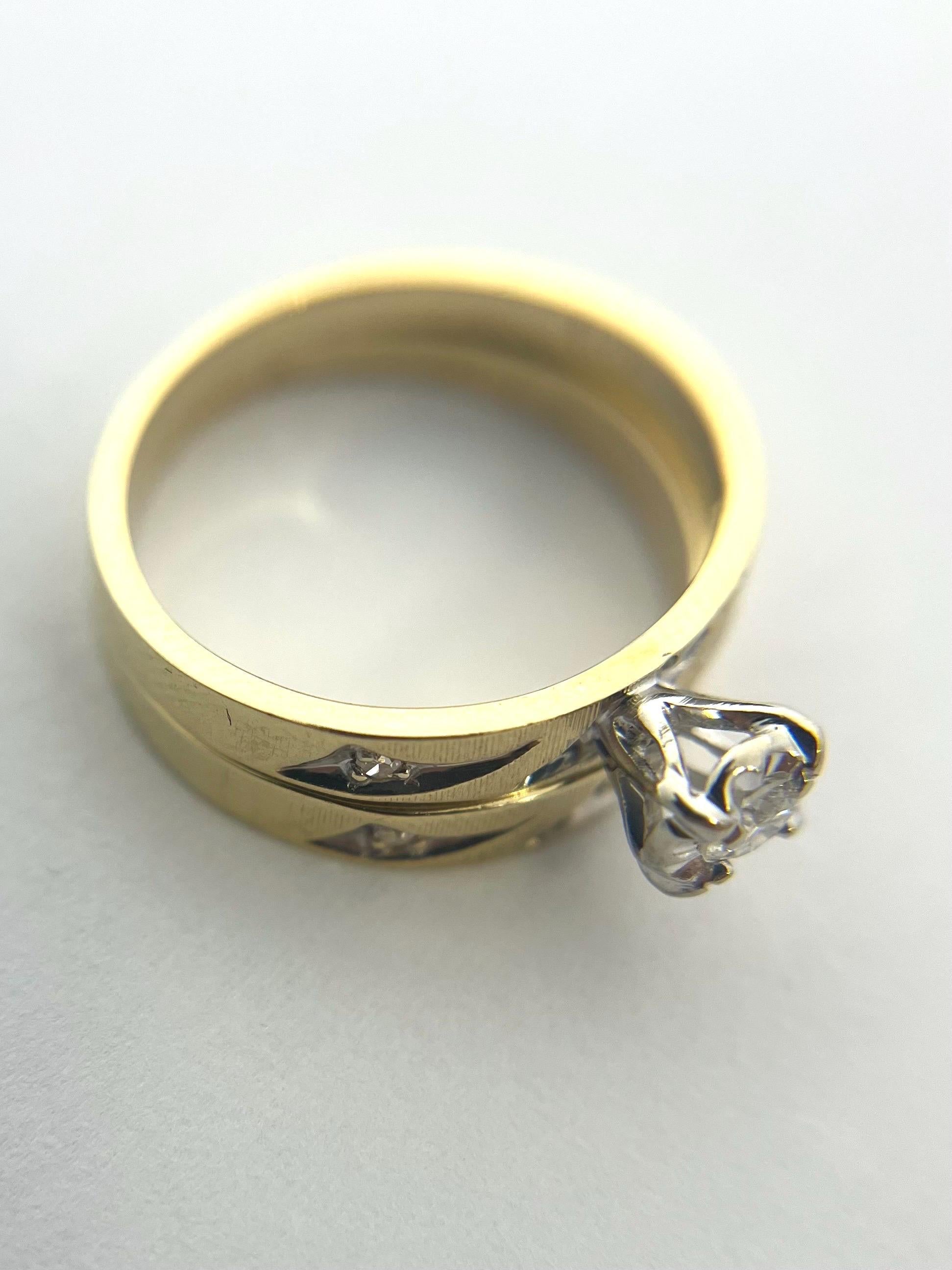Diamond Wedding Ring Set - 14k Yellow Gold Size 4.5 Band .10ctw Diamonds VINTAGE