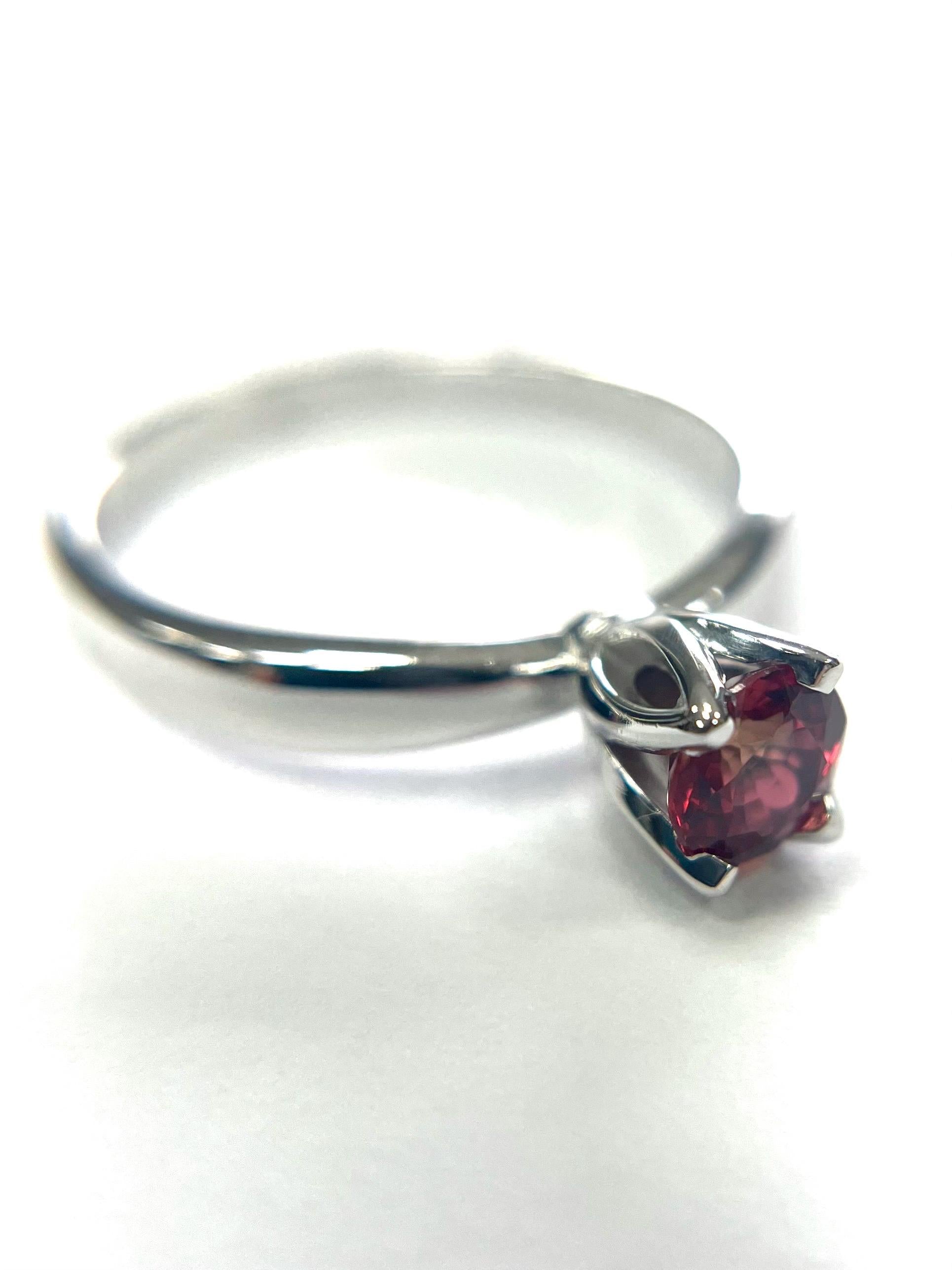 Red Sapphire Tulip Ring 14k White Gold .55ctw Band Size 8