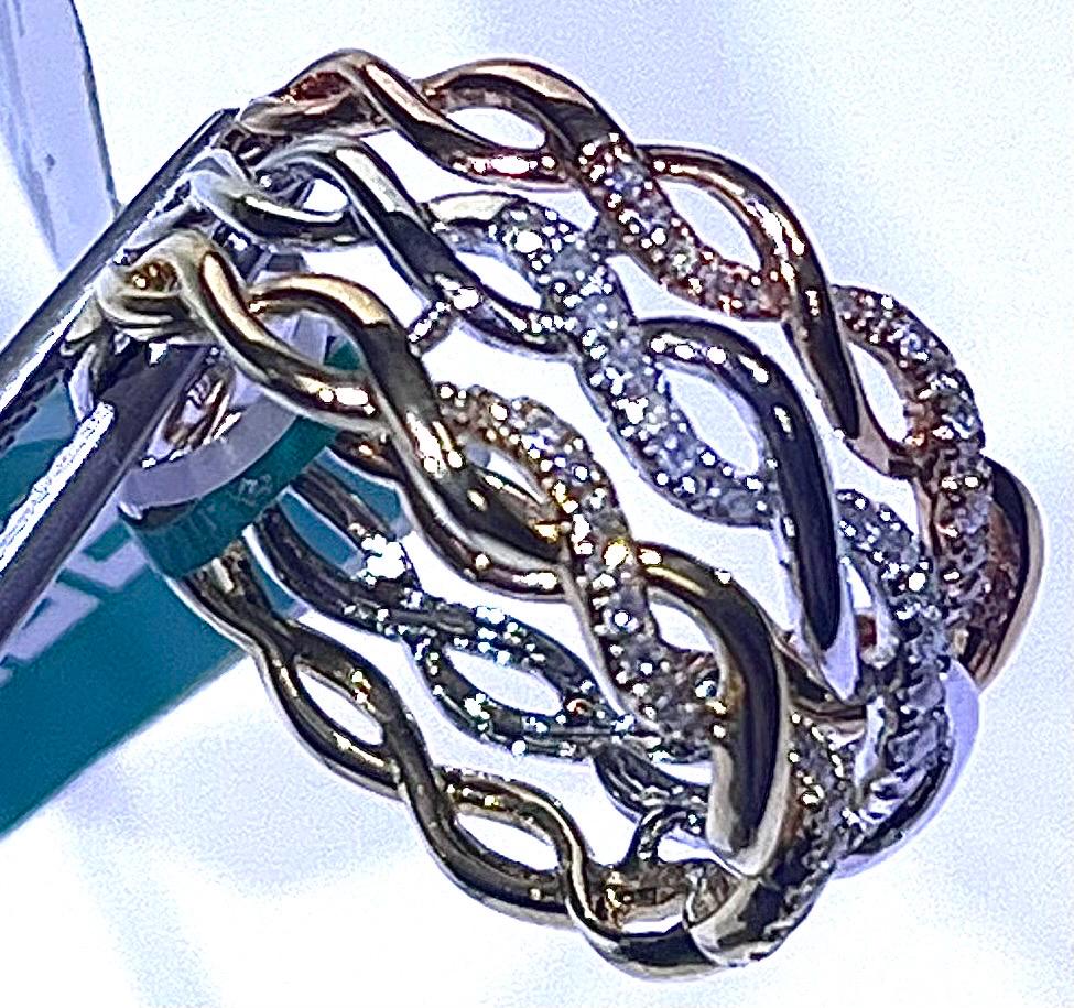 EFFY 14k Yellow, White & Rose Gold Diamond Ring Size 7 NEW With Tags