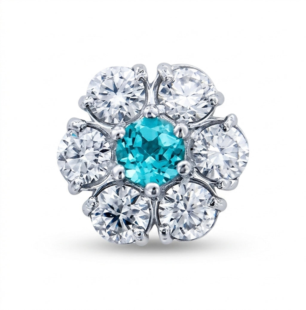 Round Lab-Grown Paraiba Earrings with Natural Diamond Studs