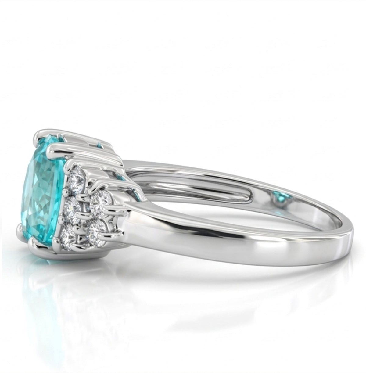 Oval Lab-Grown Paraiba Ring with Natural Diamonds