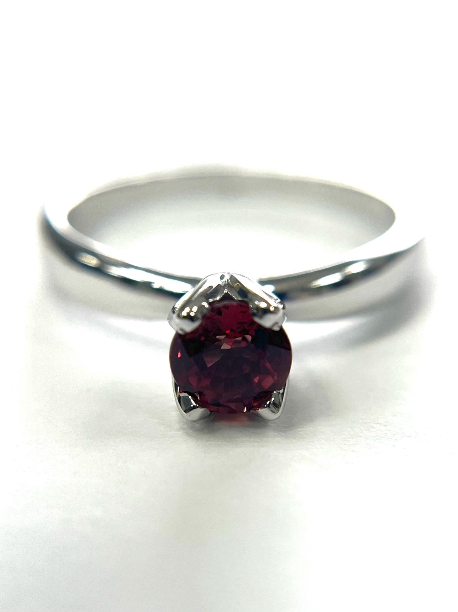 Red Sapphire Tulip Ring 14k White Gold .55ctw Band Size 8