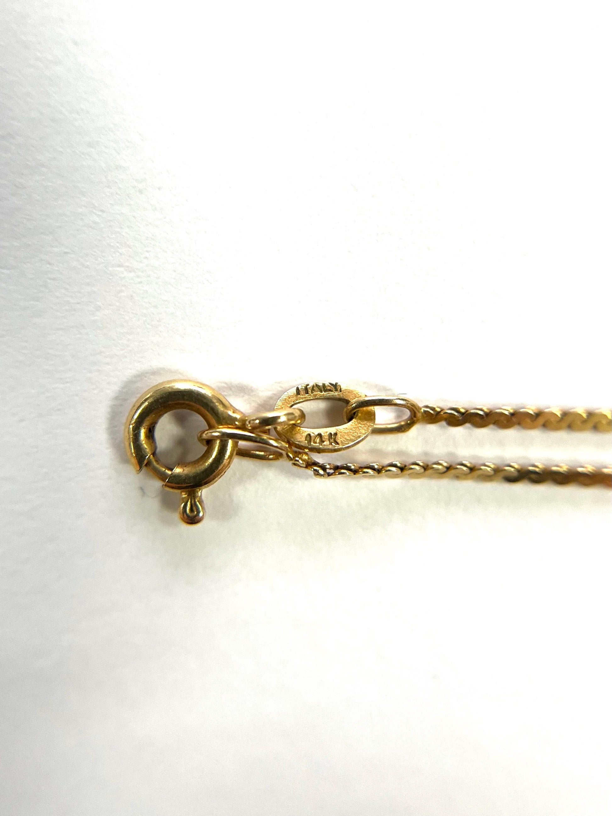 Opal Necklace 14k Yellow Gold 15 Inch Chain