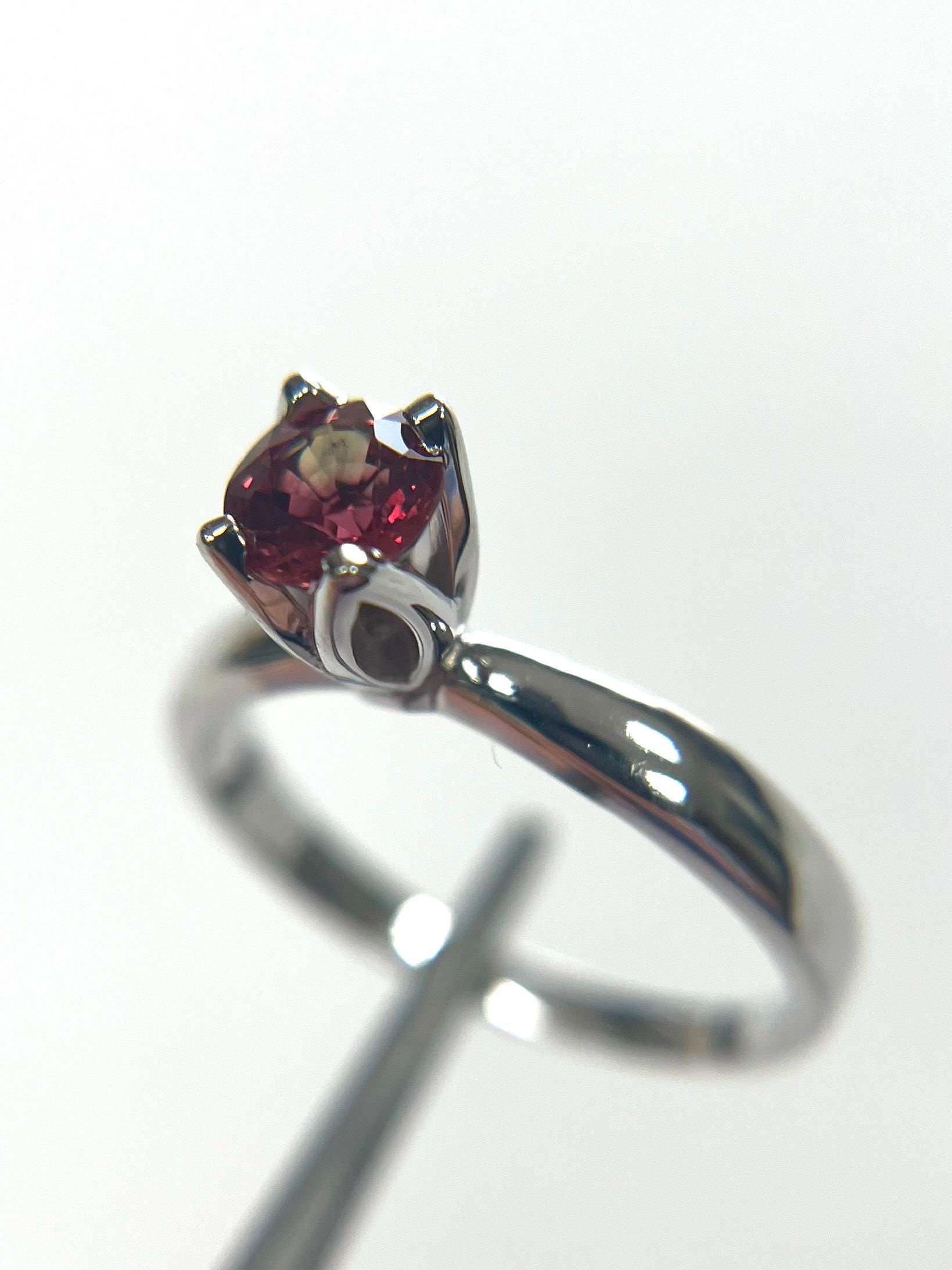 Red Sapphire Tulip Ring 14k White Gold .55ctw Band Size 8