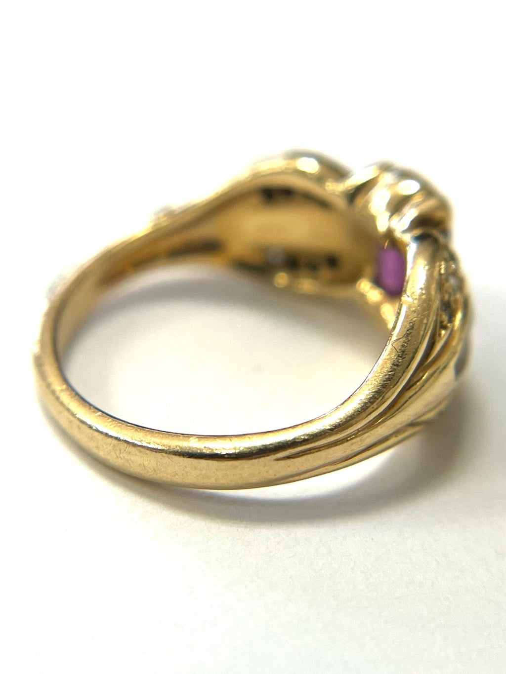 KABANA 14k Yellow Gold Ring with Amethyst Diamond and Pearl Size 5 Band