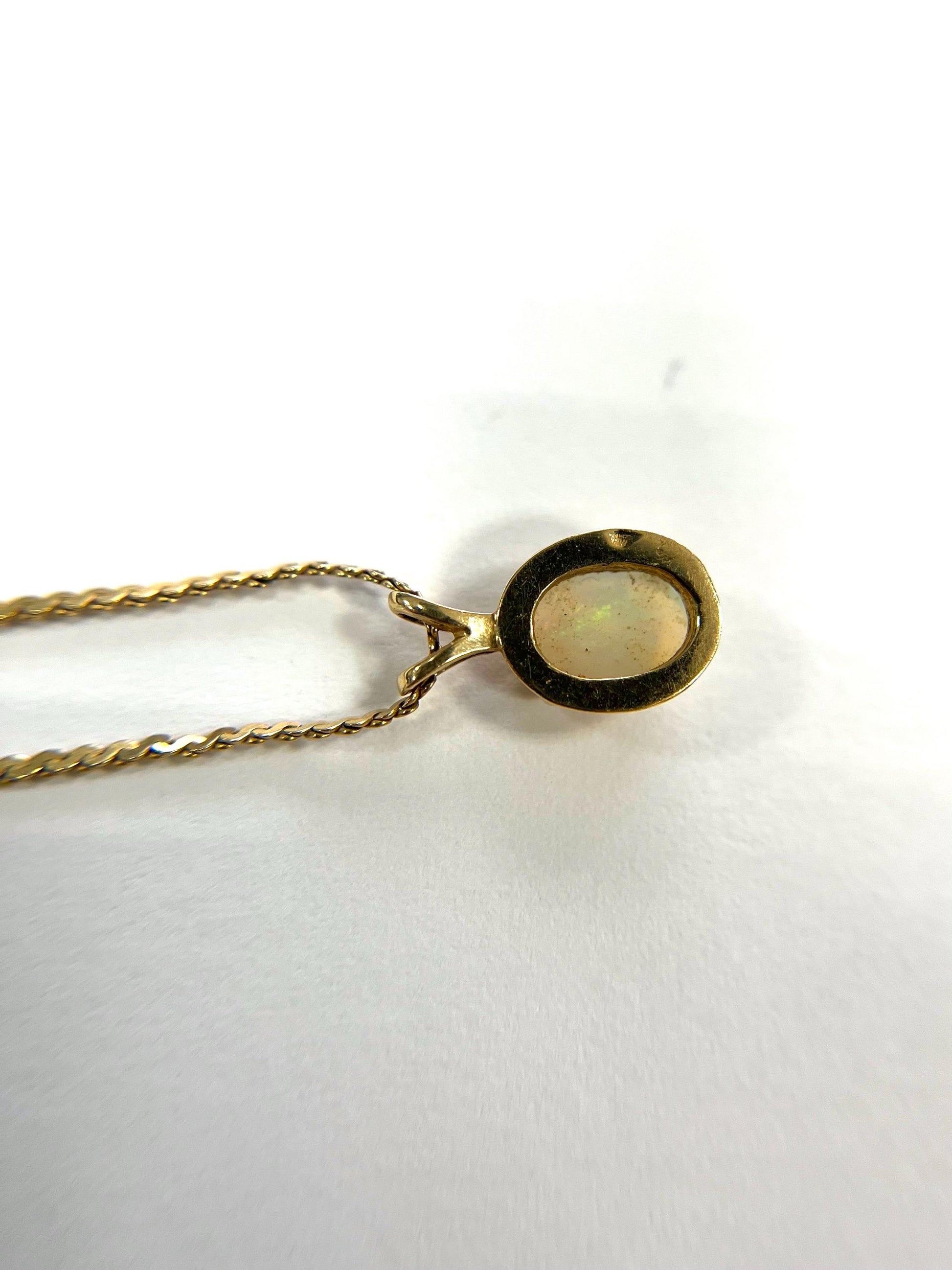 Opal Necklace 14k Yellow Gold 15 Inch Chain