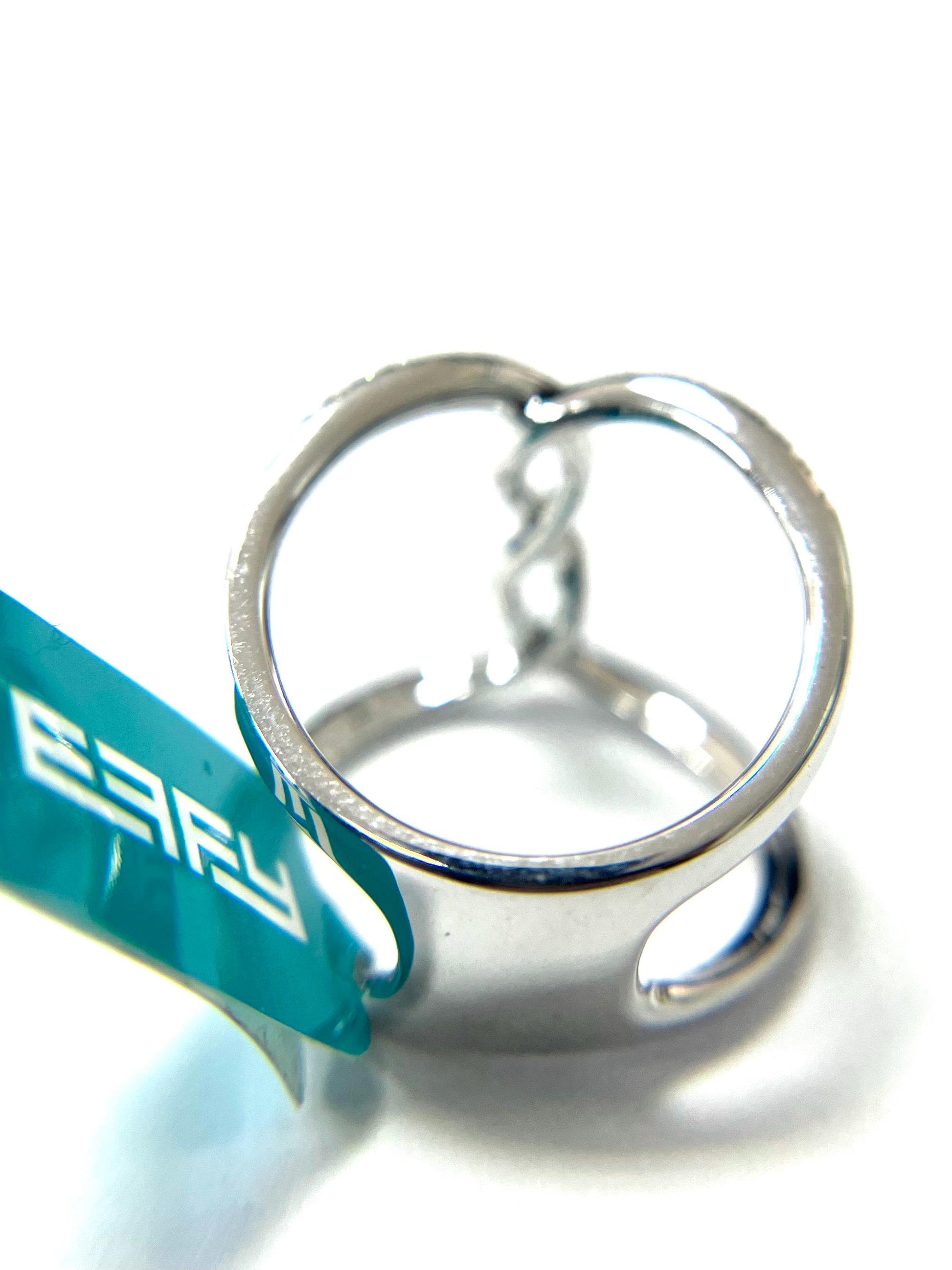 EFFY 14k White Gold Black and White Diamond Crossover Ring Size 7